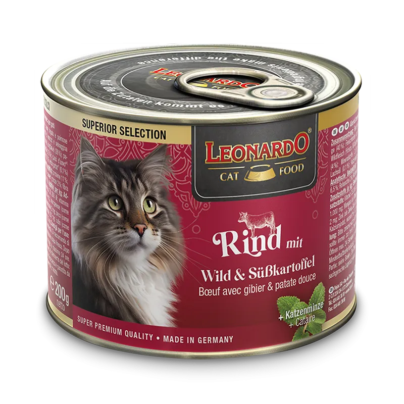 LEONARDO Rind mit Wild und Süsskartoffel – Katzennassfutter