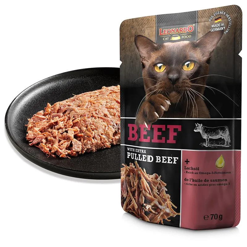LEONARDO Beef mit extra Pulled Beef – Katzennassfutter