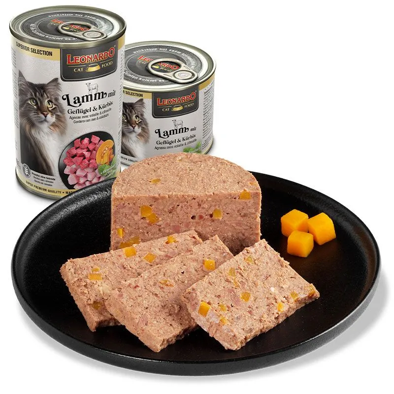 LEONARDO Lamm mit Geflügel und Kürbis – Katzennassfutter