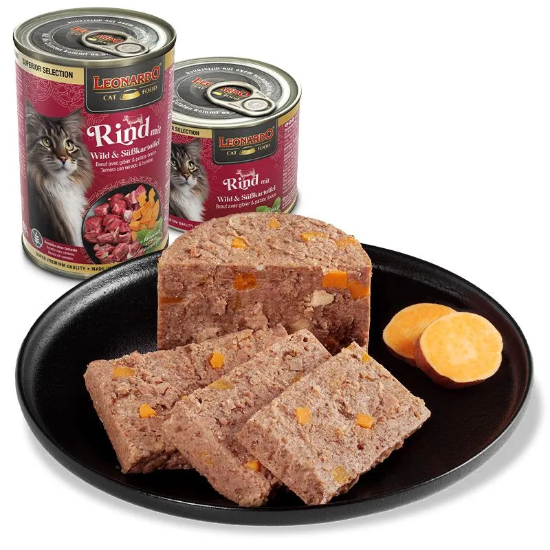 LEONARDO Rind mit Wild und Süsskartoffel – Katzennassfutter
